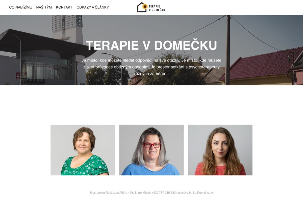 Úvodní stránka webu Terapie v Domečku